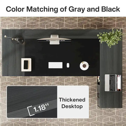 78.7-Inch L-Shaped Executive Desk Computer Desk with File Cabinet