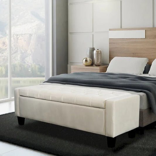 Porthos Home Warren Velvet Button Tufted Storage Bench