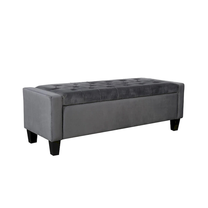 Porthos Home Warren Velvet Button Tufted Storage Bench