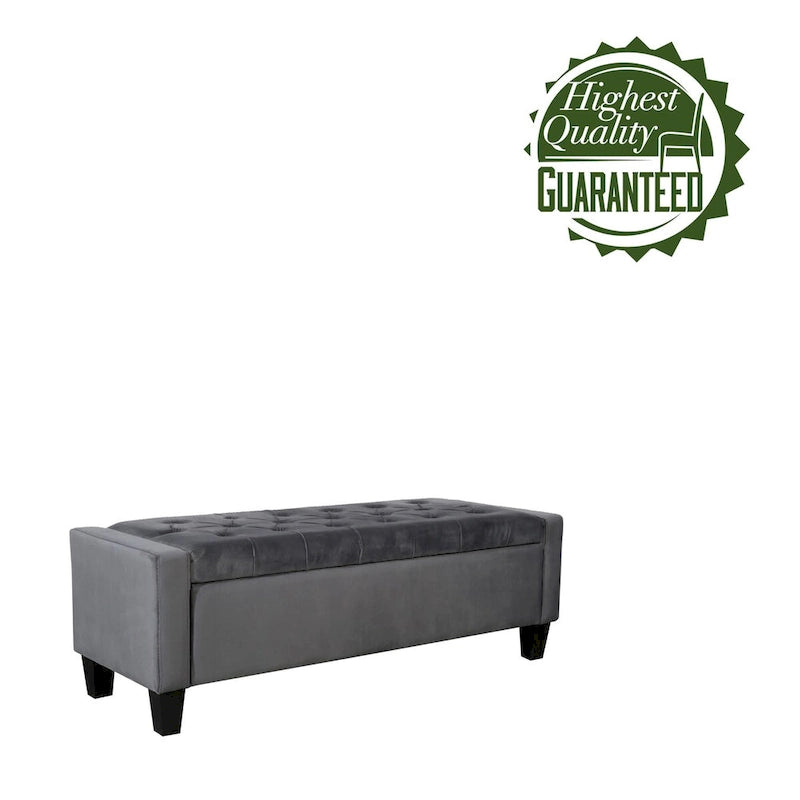 Porthos Home Warren Velvet Button Tufted Storage Bench