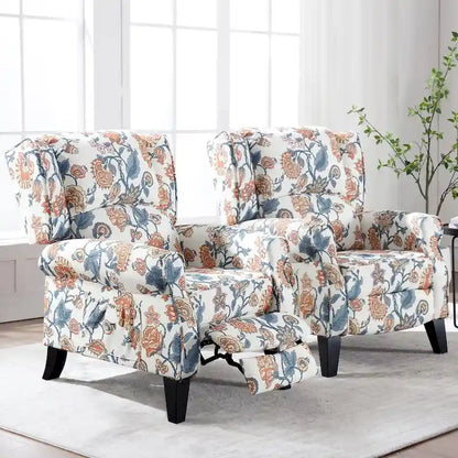 HOMYKA Manual Pushback Recliner Adjustable Accent Chair Wingback Armchair Set of 2