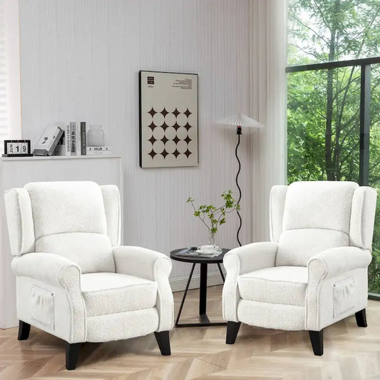 HOMYKA Manual Pushback Recliner Adjustable Accent Chair Wingback Armchair Set of 2