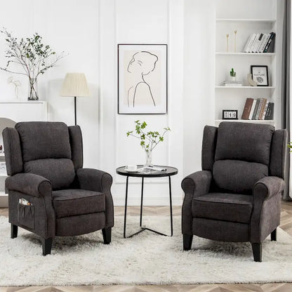 HOMYKA Manual Pushback Recliner Adjustable Accent Chair Wingback Armchair Set of 2