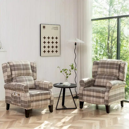 HOMYKA Manual Pushback Recliner Adjustable Accent Chair Wingback Armchair Set of 2