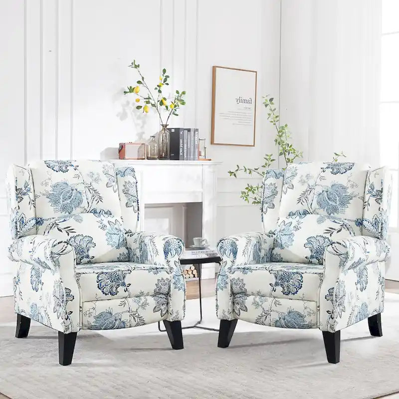 HOMYKA Manual Pushback Recliner Adjustable Accent Chair Wingback Armchair Set of 2