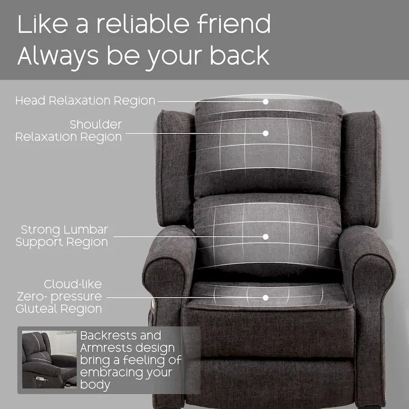 HOMYKA Manual Pushback Recliner Adjustable Accent Chair Wingback Armchair Set of 2