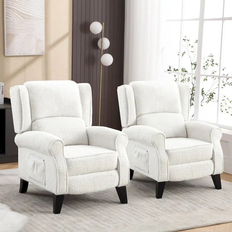 HOMYKA Manual Pushback Recliner Adjustable Accent Chair Wingback Armchair Set of 2