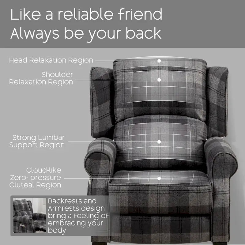 HOMYKA Manual Pushback Recliner Adjustable Accent Chair Wingback Armchair Set of 2