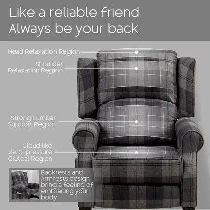 HOMYKA Manual Pushback Recliner Adjustable Accent Chair Wingback Armchair Set of 2