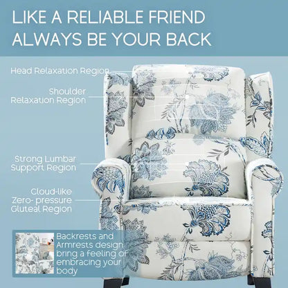 HOMYKA Manual Pushback Recliner Adjustable Accent Chair Wingback Armchair Set of 2