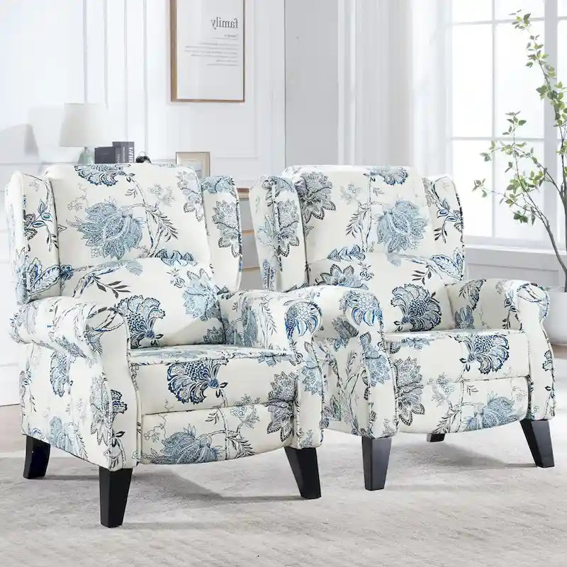 HOMYKA Manual Pushback Recliner Adjustable Accent Chair Wingback Armchair Set of 2