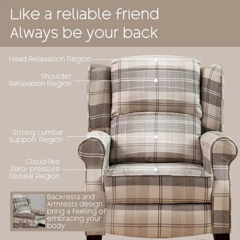 HOMYKA Manual Pushback Recliner Adjustable Accent Chair Wingback Armchair Set of 2