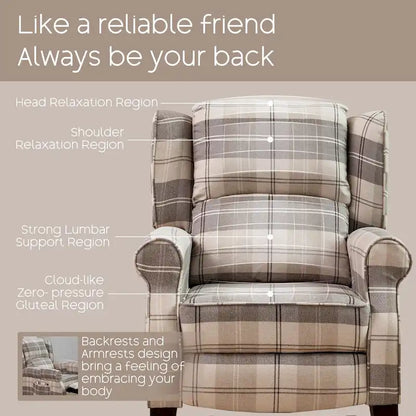 HOMYKA Manual Pushback Recliner Adjustable Accent Chair Wingback Armchair Set of 2