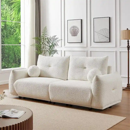 Lamb's Wool 2-Seater Cushion Sofa 90 Comfortable Sofa,w/2 Cushions