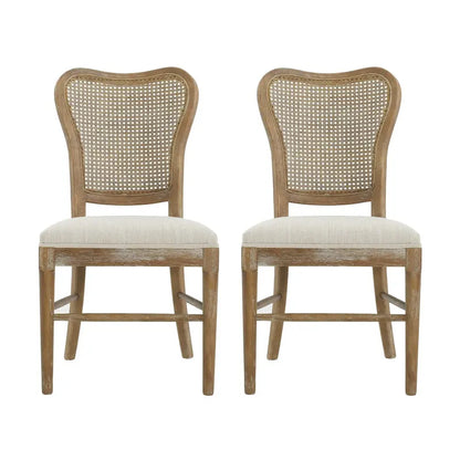 Reno Farmhouse Rubberwood Dining Chairs with Rattan Backrest (set of 2) by Christopher Knight Home