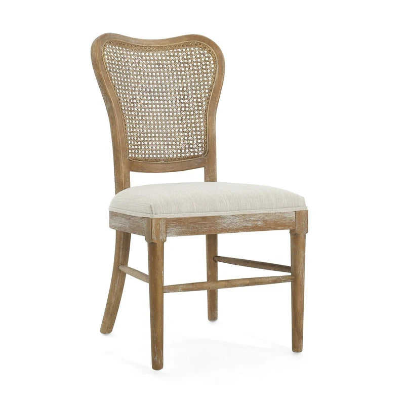 Reno Farmhouse Rubberwood Dining Chairs with Rattan Backrest (set of 2) by Christopher Knight Home