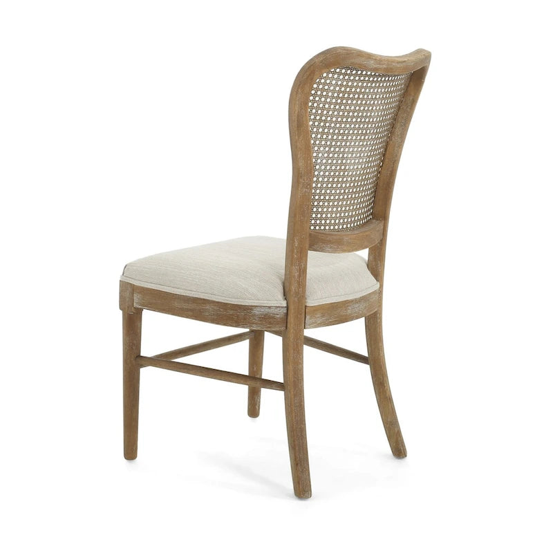 Reno Farmhouse Rubberwood Dining Chairs with Rattan Backrest (set of 2) by Christopher Knight Home