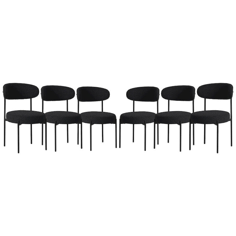 Bayville Mid-Century Curved Back Fabric Upholstered Metal Dining Chair (Set of 6)