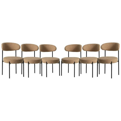 Bayville Mid-Century Curved Back Fabric Upholstered Metal Dining Chair (Set of 6)