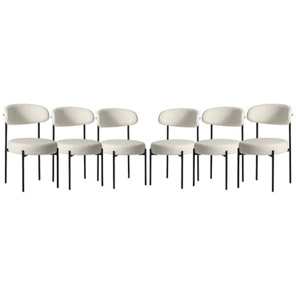 Bayville Mid-Century Curved Back Fabric Upholstered Metal Dining Chair (Set of 6)