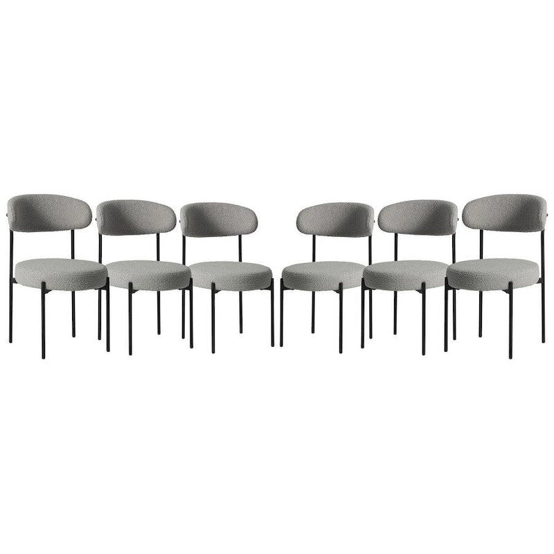 Bayville Mid-Century Curved Back Fabric Upholstered Metal Dining Chair (Set of 6)