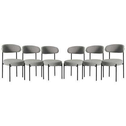 Bayville Mid-Century Curved Back Fabric Upholstered Metal Dining Chair (Set of 6)