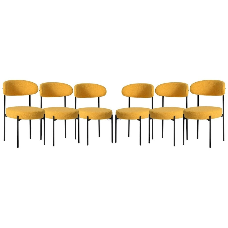 Bayville Mid-Century Curved Back Fabric Upholstered Metal Dining Chair (Set of 6)