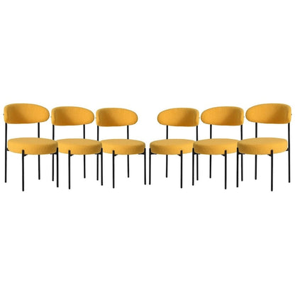 Bayville Mid-Century Curved Back Fabric Upholstered Metal Dining Chair (Set of 6)