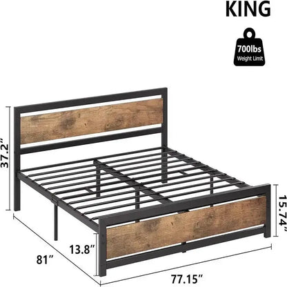 Full Size Bed Frame Platform with Headboard,14 inch Full Bedframe