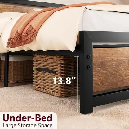 Full Size Bed Frame Platform with Headboard,14 inch Full Bedframe