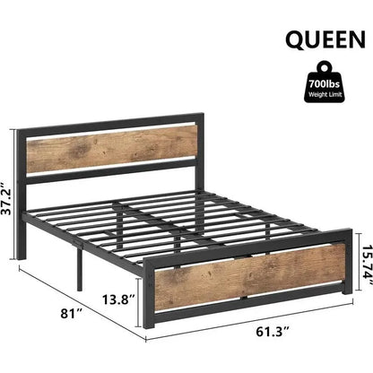 Full Size Bed Frame Platform with Headboard,14 inch Full Bedframe