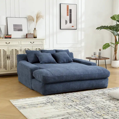 Chenille Upholstered 2-seater Deep Seat lazy sofa bed With 5 back pillows