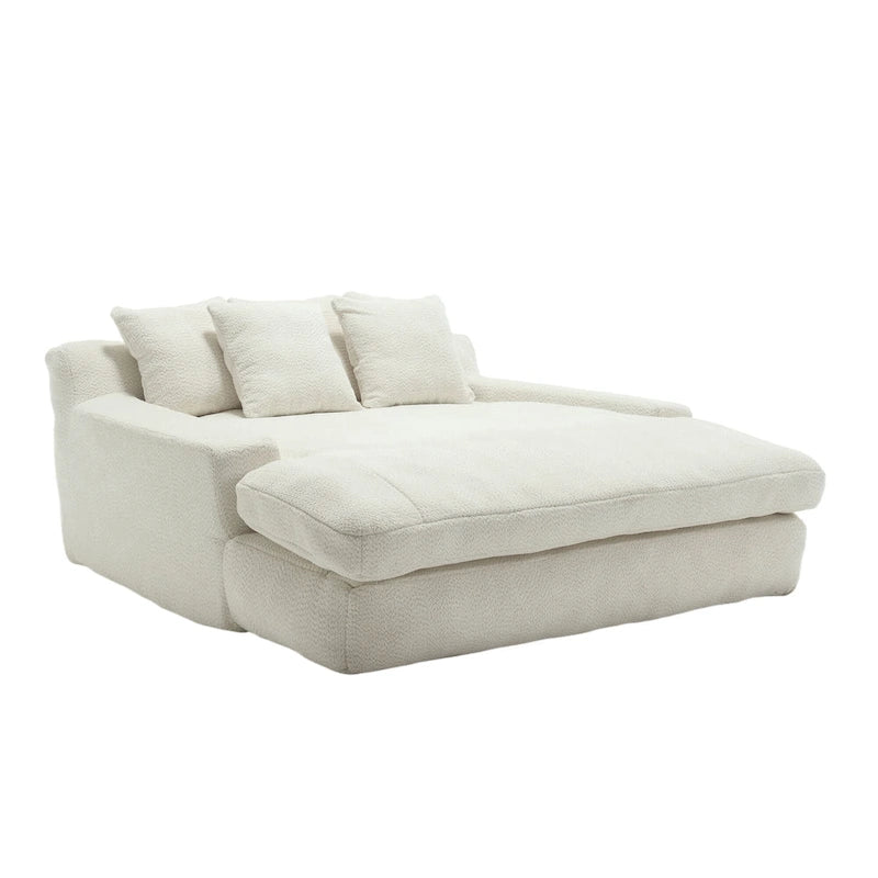 Chenille Upholstered 2-seater Deep Seat lazy sofa bed With 5 back pillows