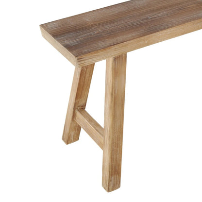 Wood Slim Distressed Home Bench with Smaller White Bench - Set of 2 Brown - Roche River Decor